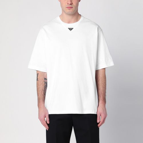 White T-shirt with logo triangle - Prada - Modalova