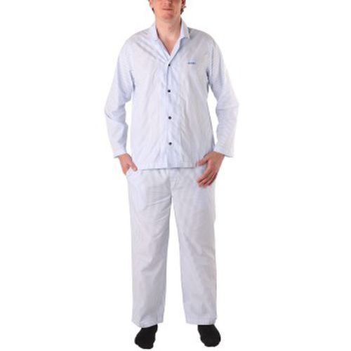 Cotton Stripe Long Pyjama Blau/Weiß Baumwolle Medium Herren - BOSS - Modalova
