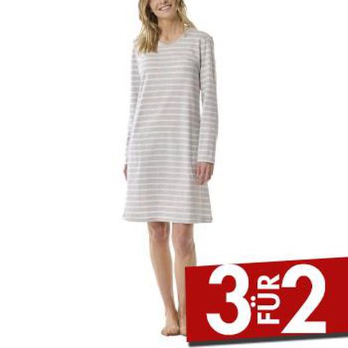 Women Longsleeve Nightdress Weiß/Grau Baumwolle 38 Damen - Schiesser - Modalova