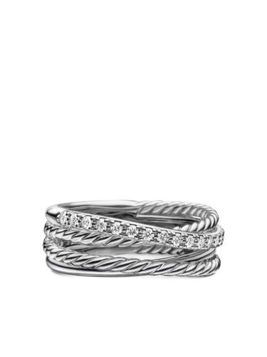 Bague Crossover en sterling sertie de diamants - David Yurman - Modalova