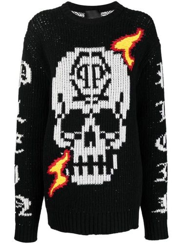 Pull Skull en maille intarsia - Philipp Plein - Modalova