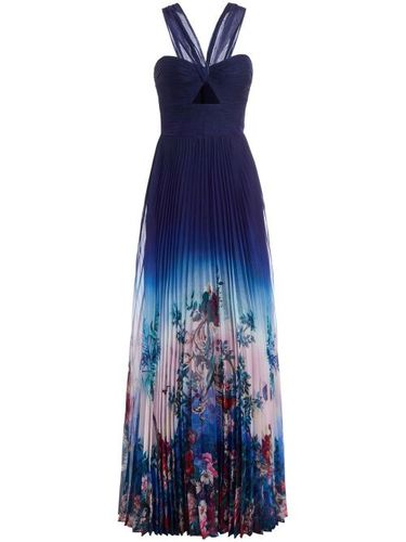 Robe longue plissée à fleurs - Marchesa Notte - Modalova
