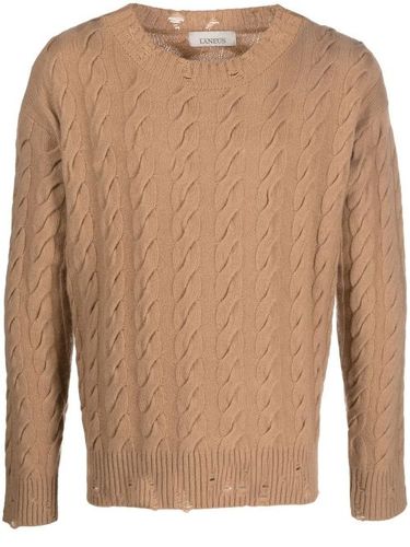 Pull en maille torsadée à col rond - Laneus - Modalova