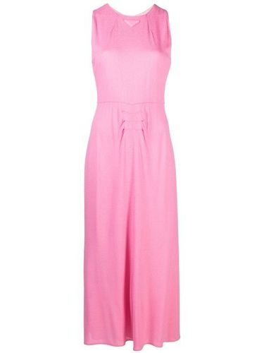 Robe longue à plaque logo - Prada - Modalova