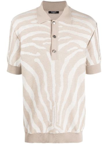 Polo à motif zébré en jacquard - Balmain - Modalova