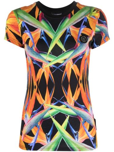 T-shirt fleuri en coton à manches courtes - Plein Sport - Modalova