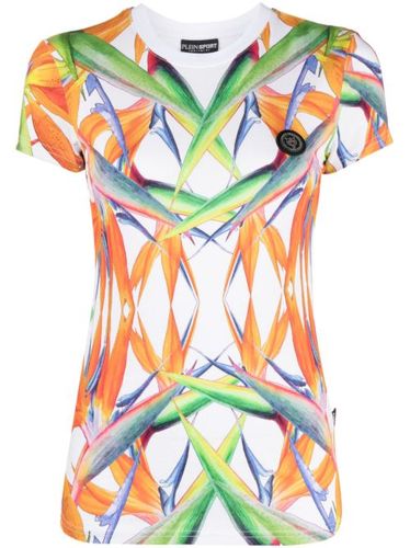 T-shirt fleuri en coton à manches courtes - Plein Sport - Modalova