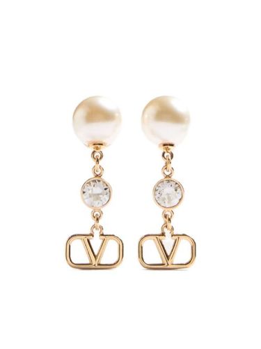 Boucles d'oreilles serties de cristaux à détail VLOGO - Valentino Garavani - Modalova