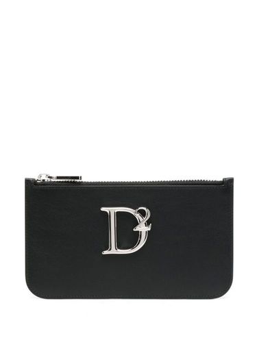 Porte-monnaie en cuir à plaque logo - DSQUARED2 - Modalova