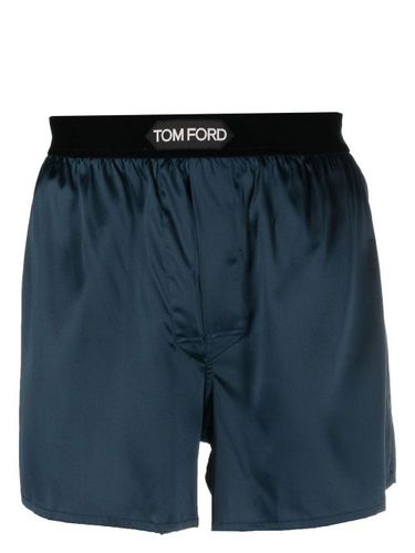 Boxer satiné à taille à logo - TOM FORD - Modalova