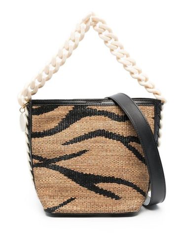 Sac seau en raphia à motif tigré en jacquard - Stella McCartney - Modalova