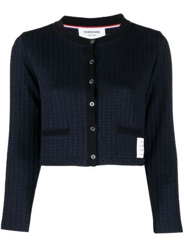 Cardigan crop à carreaux en jacquard - Thom Browne - Modalova