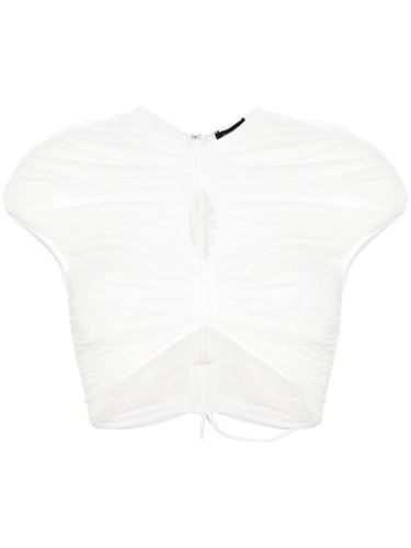 T-shirt crop en résille à logo - Mugler - Modalova