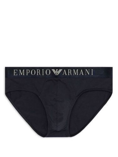 Slip en coton à taille à logo - Emporio Armani - Modalova