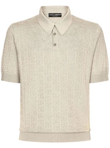 Polo en soie à logo en jacquard - Dolce & Gabbana - Modalova