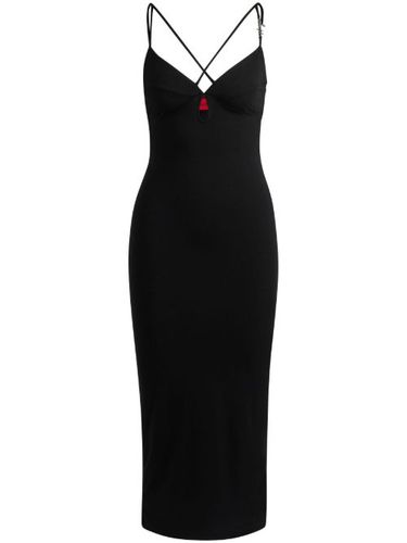 Robe mi-longue à plaque logo - HUGO - Modalova