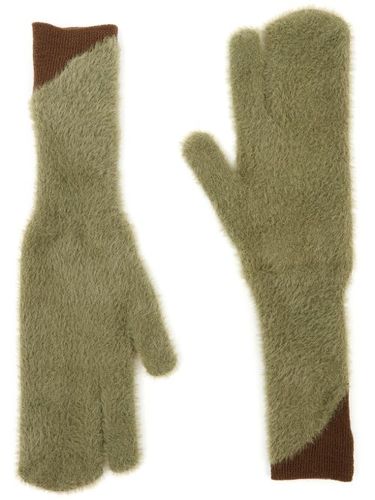Gants bicolores en fourrure artificielle - MM6 Maison Margiela - Modalova