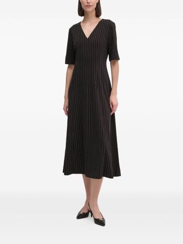 Robe mi-longue rayée à col v - DKNY - Modalova