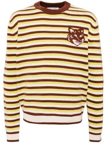 Pull rayé à motif Fox Head en intarsia - Maison Kitsuné - Modalova