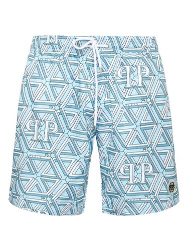 Short de bain à motif monogrammé - Philipp Plein - Modalova