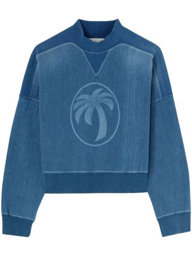 Sweat en jean à imprimé palmier - Palm Angels - Modalova