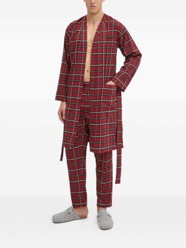 Robe de chambre ceinturée à carreaux - BOSS - Modalova