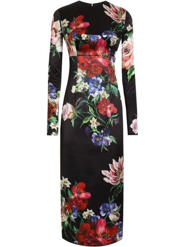 Robe mi-longue à fleurs - Dolce & Gabbana - Modalova