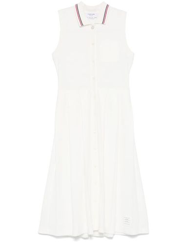 Robe mi-longue plissée à bande tricolore - Thom Browne - Modalova