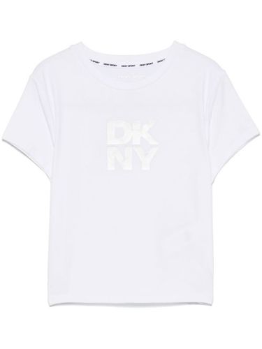 T-shirt crop à logo métallisé - DKNY - Modalova