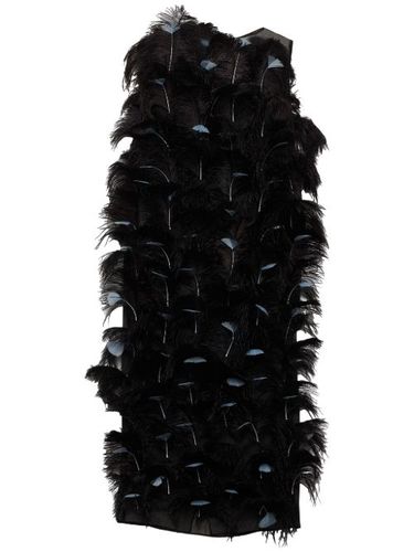 Robe en soie mélangée à détails de plumes - Prada - Modalova