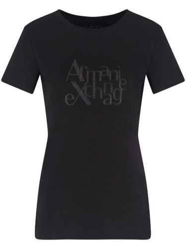 T-shirt à logo strassé - Armani Exchange - Modalova