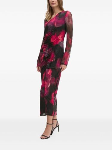 Robe froncée mi-longue à fleurs - DKNY - Modalova