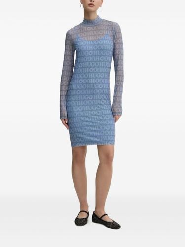 Robe mi-longue à motif monogrammé - HUGO - Modalova