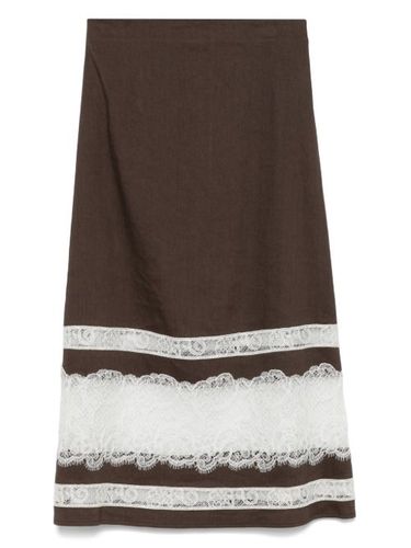Jupe mi-longue à détails en dentelle - Lorena Antoniazzi - Modalova