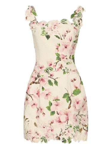 Robe courte à fleurs en dentelle - Oscar de la Renta - Modalova