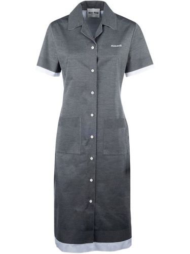 Robe-chemise à logo en intarsia - Miu Miu - Modalova