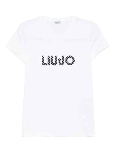 T-shirt en coton à logo strassé - LIU JO - Modalova