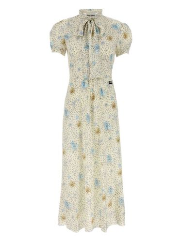 Robe mi-longue à manches bouffantes - Miu Miu - Modalova