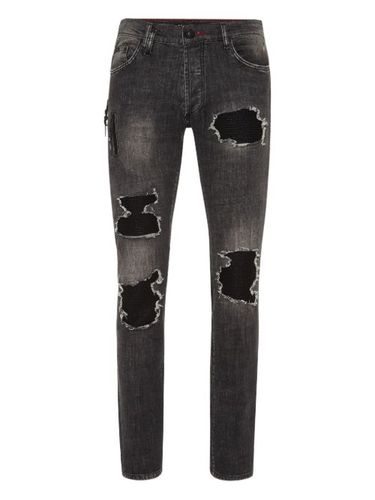 Jean droit à effet usé - Philipp Plein - Modalova