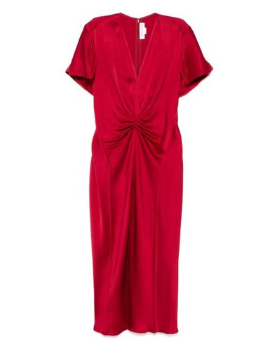 Robe mi-longue à fronces - Victoria Beckham - Modalova