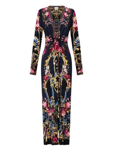 Camilla robe longue à col v - Bleu - Camilla - Modalova