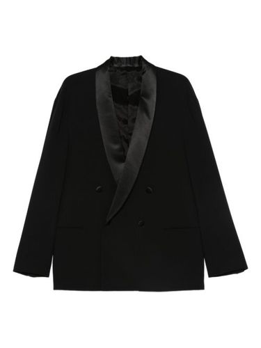 Blazer croisé à revers en satin - Giorgio Armani - Modalova