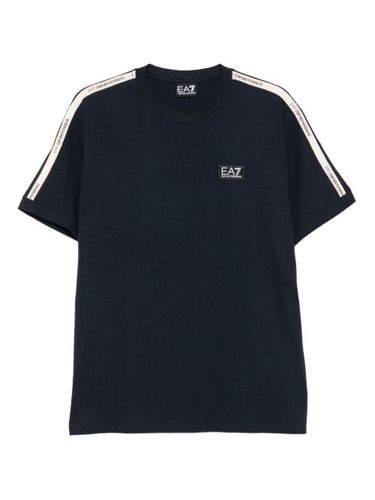 T-shirt rayé à patch logo - Ea7 Emporio Armani - Modalova