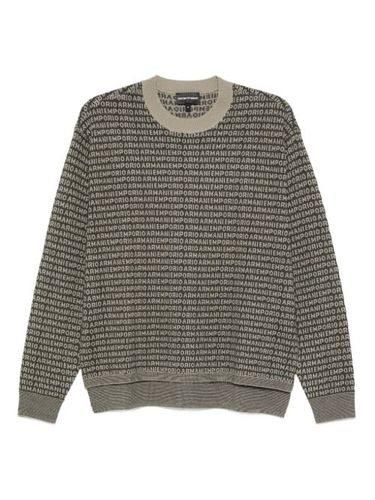 Pull en laine à logo imprimé - Emporio Armani - Modalova