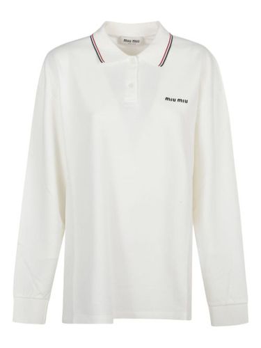Miu Miu polo à logo brodé - Blanc - Miu Miu - Modalova