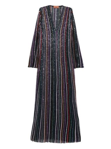 Robe longue rayée à col v - Missoni - Modalova