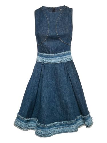 Robe courte en jean à bords francs - Alexander McQueen Pre-Owned - Modalova