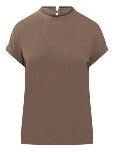 T-shirt à col à ornements - Brunello Cucinelli - Modalova