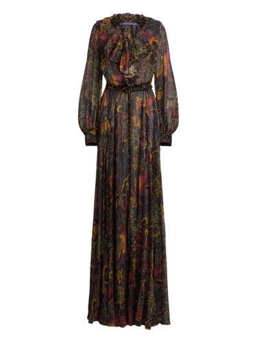 Robe longue plissée à col volanté - Ralph Lauren Collection - Modalova