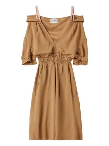 Robe froncée Sablé à bretelles - Miu Miu - Modalova